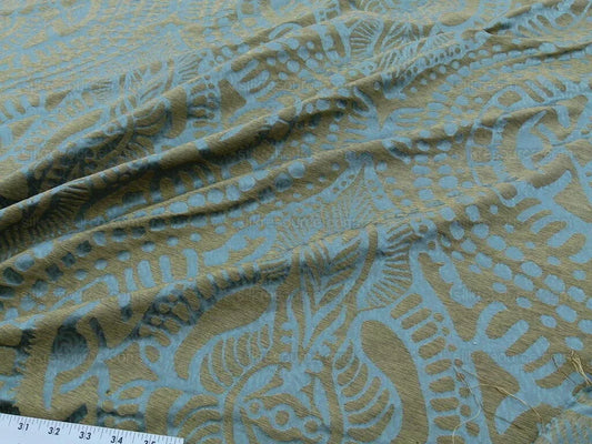 By yard Scalamandre Ethnic Damask Reef Blue Cotton Silk Lampas African Abstract MSRP USD 432/Y