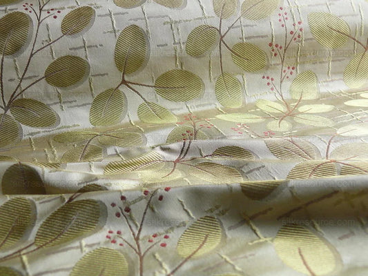 by yard 100%silk Lamas Red Berry Gold Bush Shimmers!