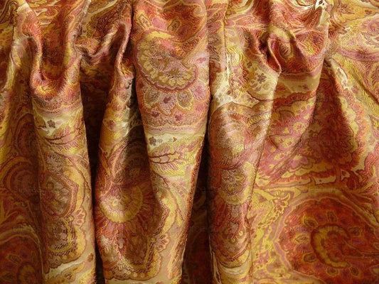 100%silk Lampas Rich "paprika" Red & Gold Kaleidoscope MSRP USD 300/y