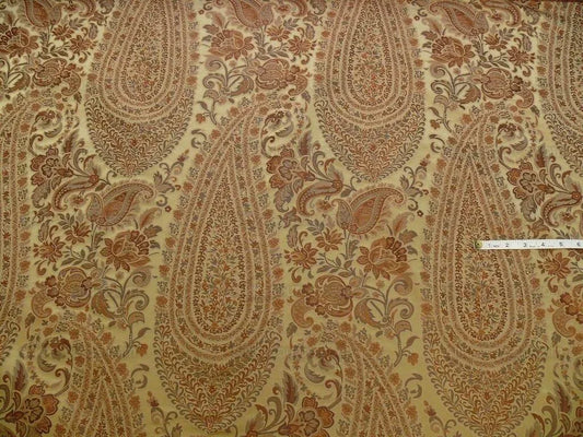 Bty Fab 100% Silk Lampas Cashmere Paisley "java" Brown MSRP USD200+/yard