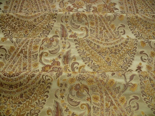 Bty Fab 100% Silk Lampas Cashmere Paisley "straw" Gold MSRP USD200+/yard