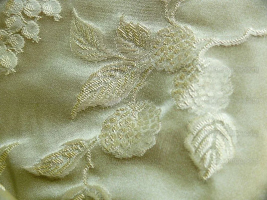 By yard 100% Silk Damask Summer Berry Vine Parsley Green Nimbus Art Nouveau William Morris