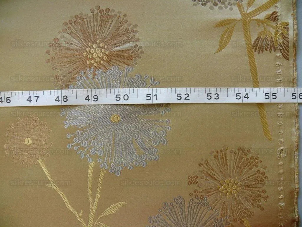 Bty Stunner!100%silk Lampas Satin Mod Branch Tree"flax" Beige