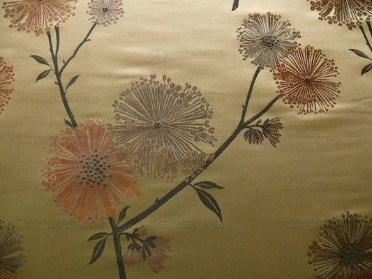 Stunner! 100%silk Lampas Satin Mod Branch Tree "Clay"