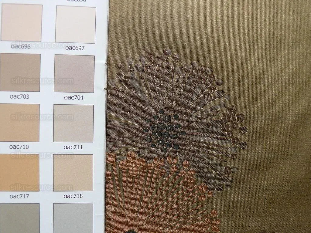 Stunner! 100%silk Lampas Satin Mod Branch Tree "Clay"