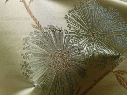 STUNNER!100%SILK LAMPAS SATIN MOD BRANCH TREE"ECHO" BTY