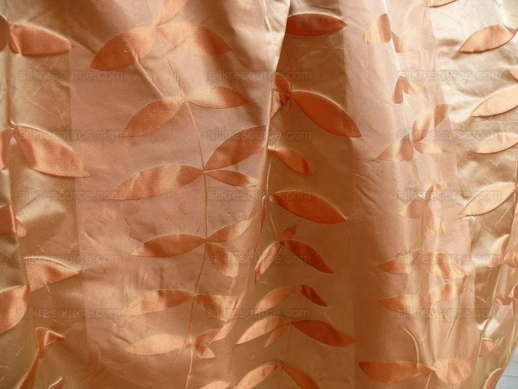 Beacon Hill "imperial Leaf"100%silk Clay Orange Gold Cantaloupe Foliage Vine Stripe MSRP USD 165/y