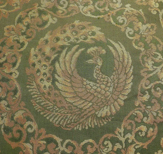 ANTIQUE! JAPAN 1949KAWASHIMA 100%SILK GREEN GOLD30Y