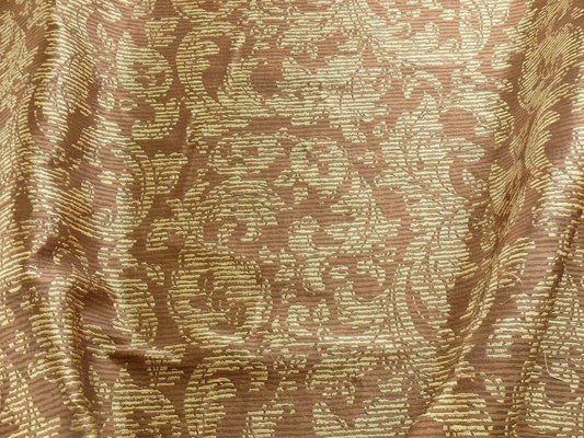 100% SILK DAMASK VINE W PIN STRIPE "JAVA" BROWN