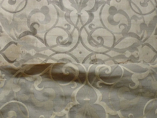 100% SILK JACQUARD FILIGREE MURAL "INCENSE" GRAY
