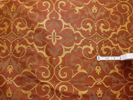 100% SILK JACQUARD RENAISSANCE FILIGREE MURAL "RUSSET" RED