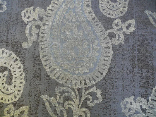 KOPLAVITCH 100% SILK DAMASK GIANT PAISLEY "GLACIER" BLUE BTY