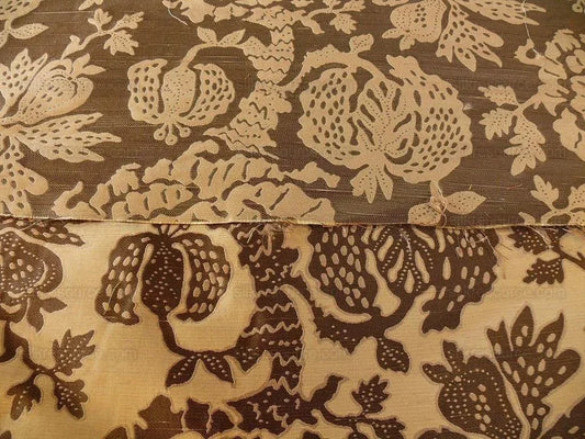 100% SILK LAMPAS PAPERCUT TREE OF LIFE POM "COCOA" BROWN