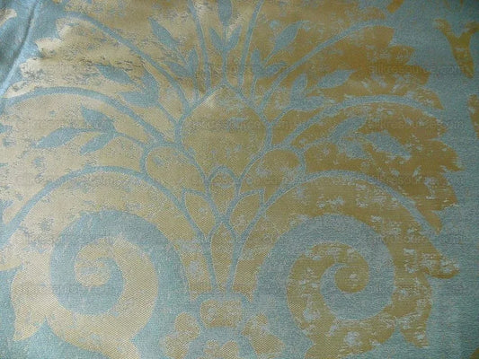 100% SILK DAMASK LARGE STONE PAISLEY "BLUESTONE" BLUE BTY#1516