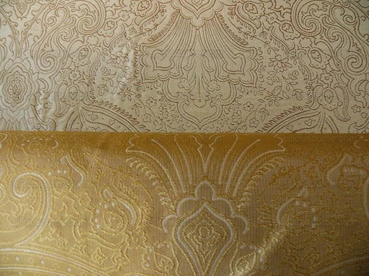 100% SILK FINE LINE DAMASK LAMPAS PAISLEY "LINEN" KHAKI