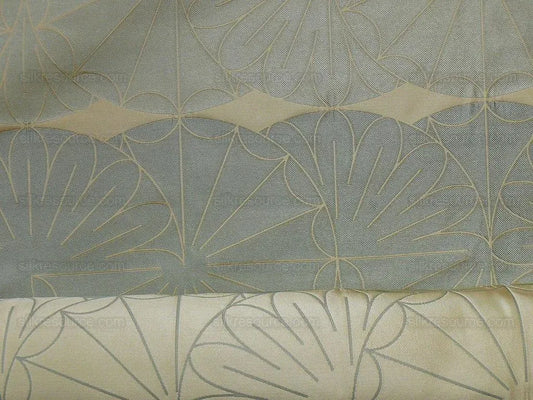 100% SILK DAMASK MODERN GEOMETRIC DAISY ROUND "ASPEN" BLUE