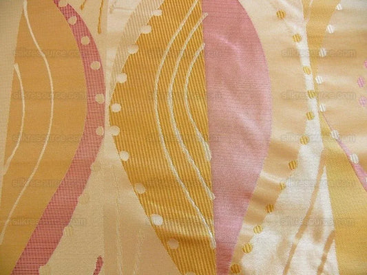 100% SILK LAMPAS MUSIC NOTE "TULIP" PINK