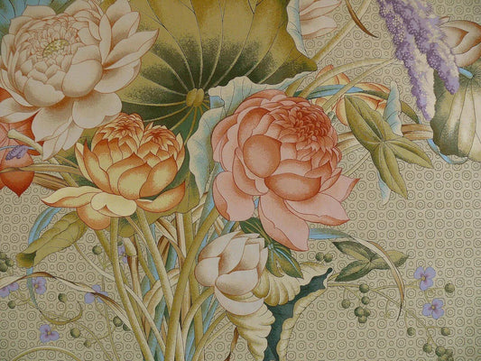 BRUNSCHWIG & FILS IMPERIAL LOTUS PRINT CHINOISERY VASE STUNNING