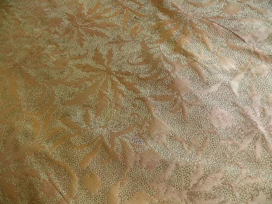 100% SILK JAQUARD PALM LEAF "PEACH" GOLD
