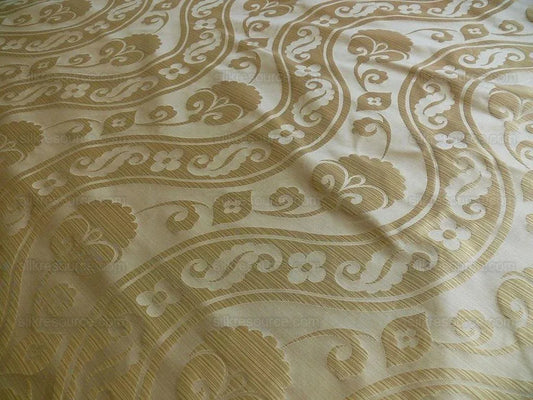 100%SILK DAMASK PEONY RIVER "TOFFEE" TAN