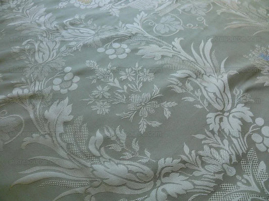 100%SILK DAMASK LISERE ROSE URN Renaissance "PALM" LIGHT GREEN