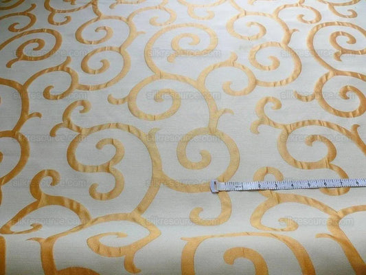 Scalamandre Peach White Swirl Silk Organza Pocket Weave Semi Sheer