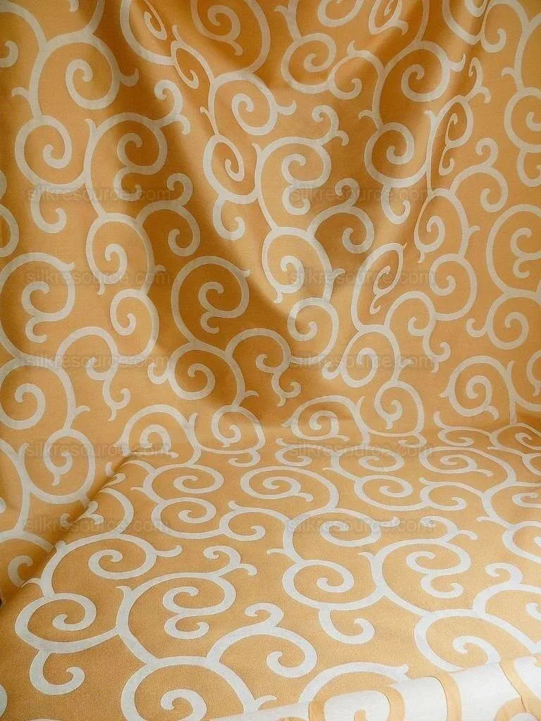 Scalamandre Peach White Swirl Silk Organza Pocket Weave Semi Sheer