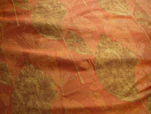 100% SILK LAMPAS WITHERED LEAF "GOLDFISH" ORANGE