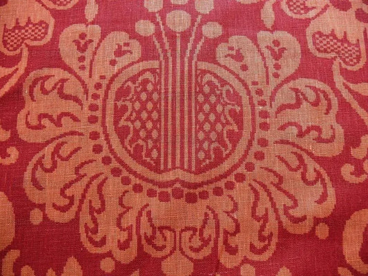 By Yd Vervain Trocadero 100%linen Print Berry Red Raspberry Hot Pink #395