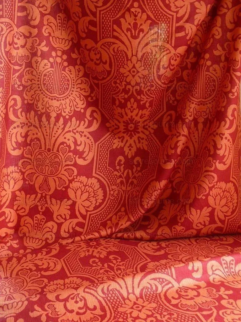 By Yd Vervain Trocadero 100%linen Print Berry Red Raspberry Hot Pink #395