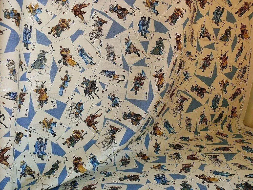 Travers Elizabeth Benefield Fab Macau Chinoserie Linen Martial Art FIgures#487