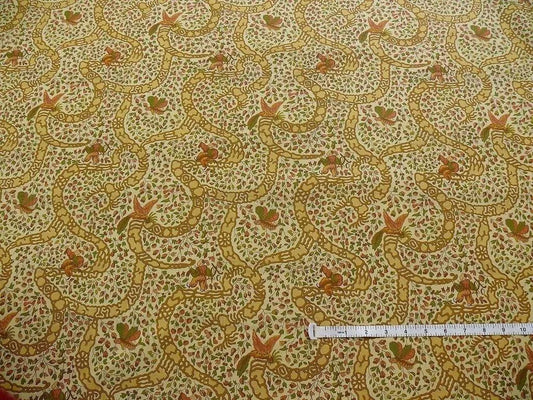 Vervain "Peking" Chinoisere Cranberry Gold Orange Cotton Print Bty