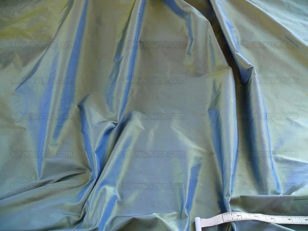 Scalamandre 100% Silk Taffeta "ocean" Blue & Gold Bty
