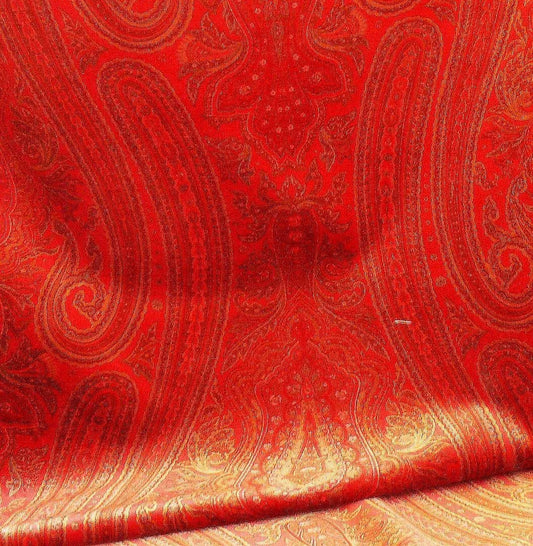 RALPH LAUREN VELVET! HAND PRINT PAISLEY RED RASPBERRY