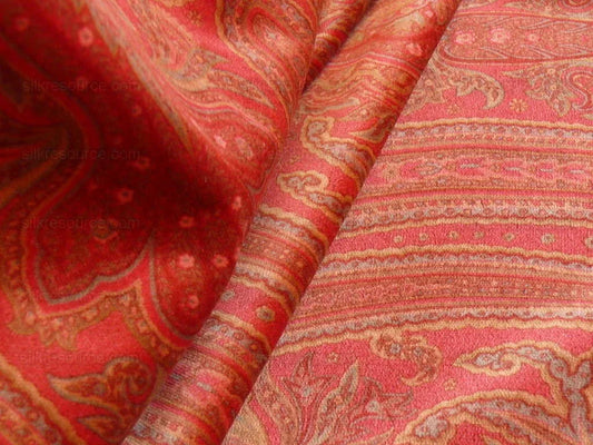 Ralph Lauren Velvet! Hand Print Paisley Red Raspberry