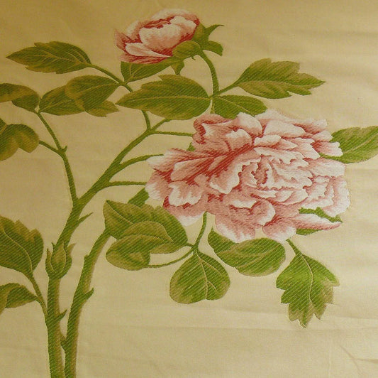 PEONY~LEE JOFA "PEONIA WEAVE" PINK RED ON BUTTER FIL COUPE BTY M