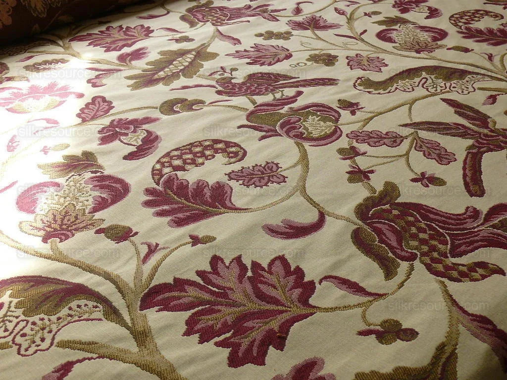 8.5 Yd Lee Jofa Cavendish Jacob Burgundy Gold Bird Tree Of Life