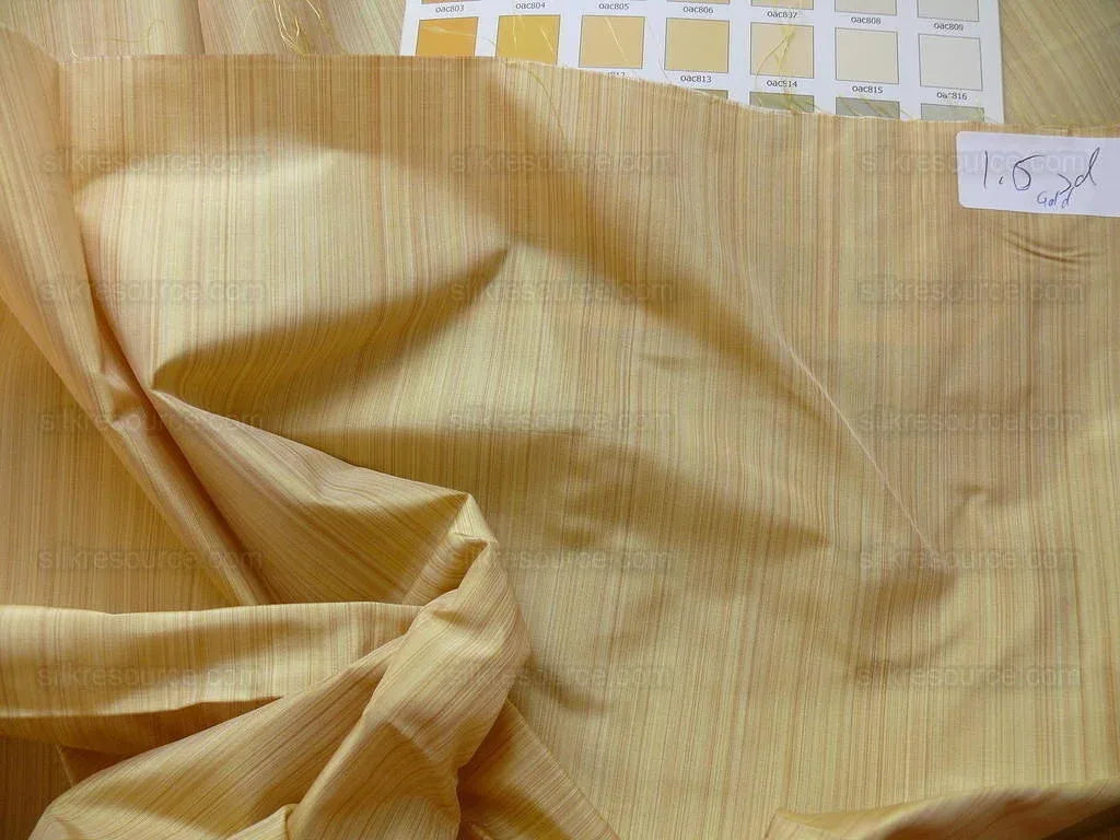 Kravet Prism Gold Yellow 100%silk Taffeta Strie Pin Stripe 1.6y