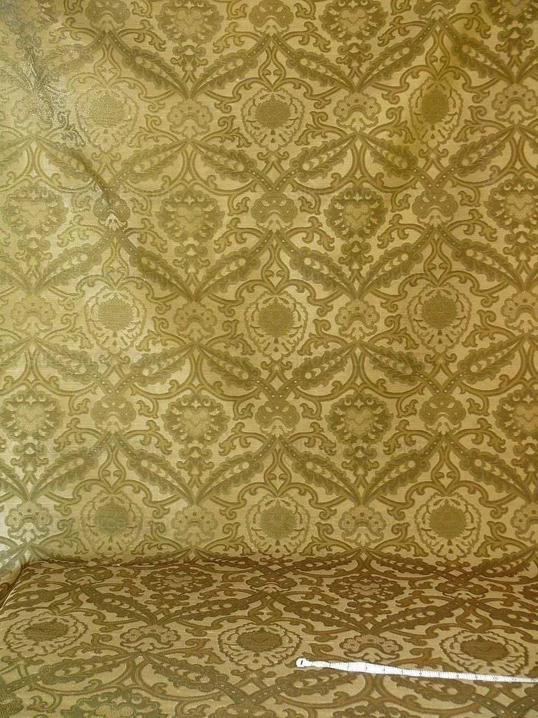 Lee Jofa Crescent Silk Damask Loden Green Asian Medallion Bty