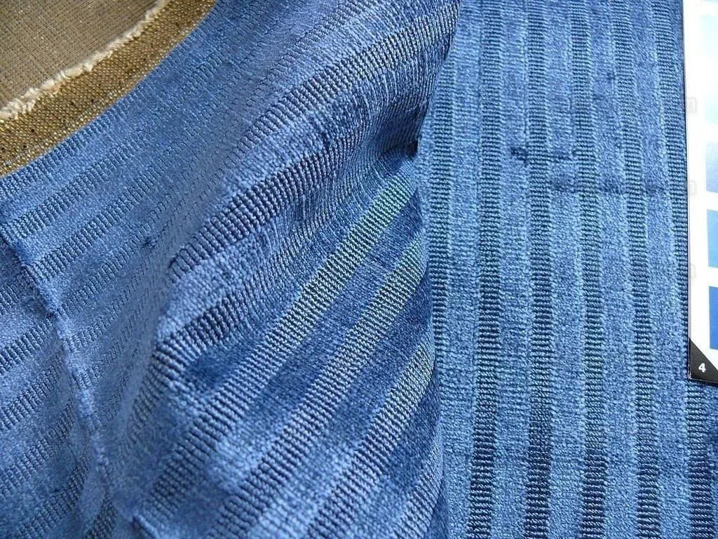 1.9y Kravet Couture Velvet Medfield Stripe Sapphire Blue