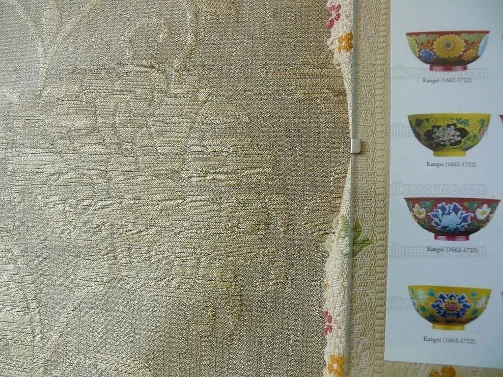 By yard Lee Jofa Porcelain Silk Sand White Beige Chinoiserie Lotus Peony MSRP 190/Y