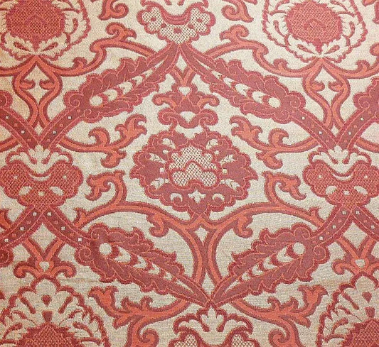 LEE JOFA CRESCENT SILK DAMASK GARNET RED BTY MSRP$198/Y
