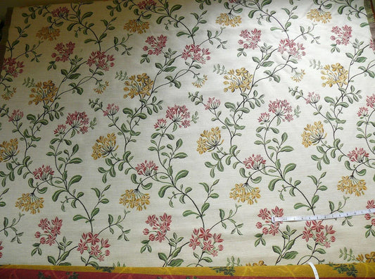 Lee Jofa Jasmine Lampas "berry" Honeysuckle Gold Pink Blue Green Grand Floral Linen Cotton William Morris Inspired MSRP USD 236/Y