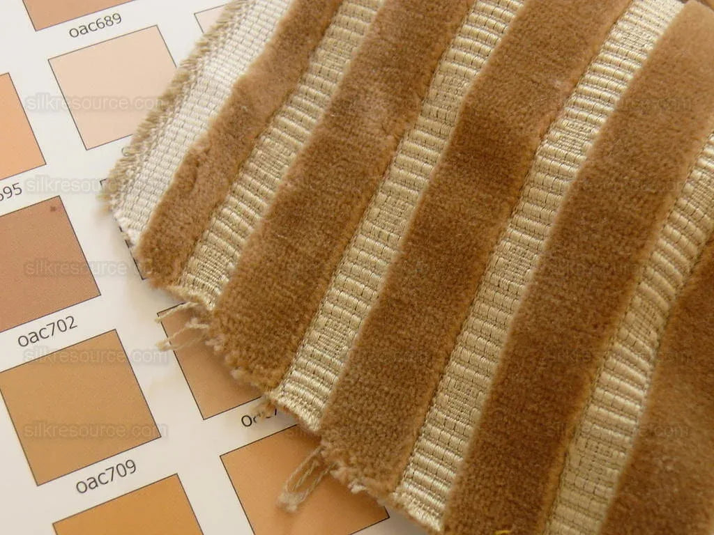 Kravet Design Cut Velvet Stripe Toffee Brown
