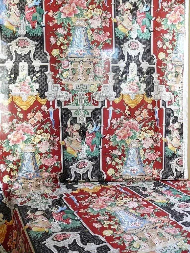 3.75yd Scalamandre L' Ornement Chinois Cotton Percale Print 31 C