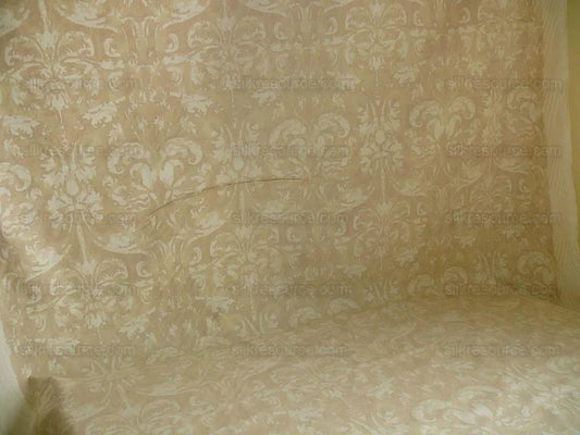 Peter Fasano Hand Printed Cotton Sandhurst Stried Damask Gold Cream Cotton Fortuny Style