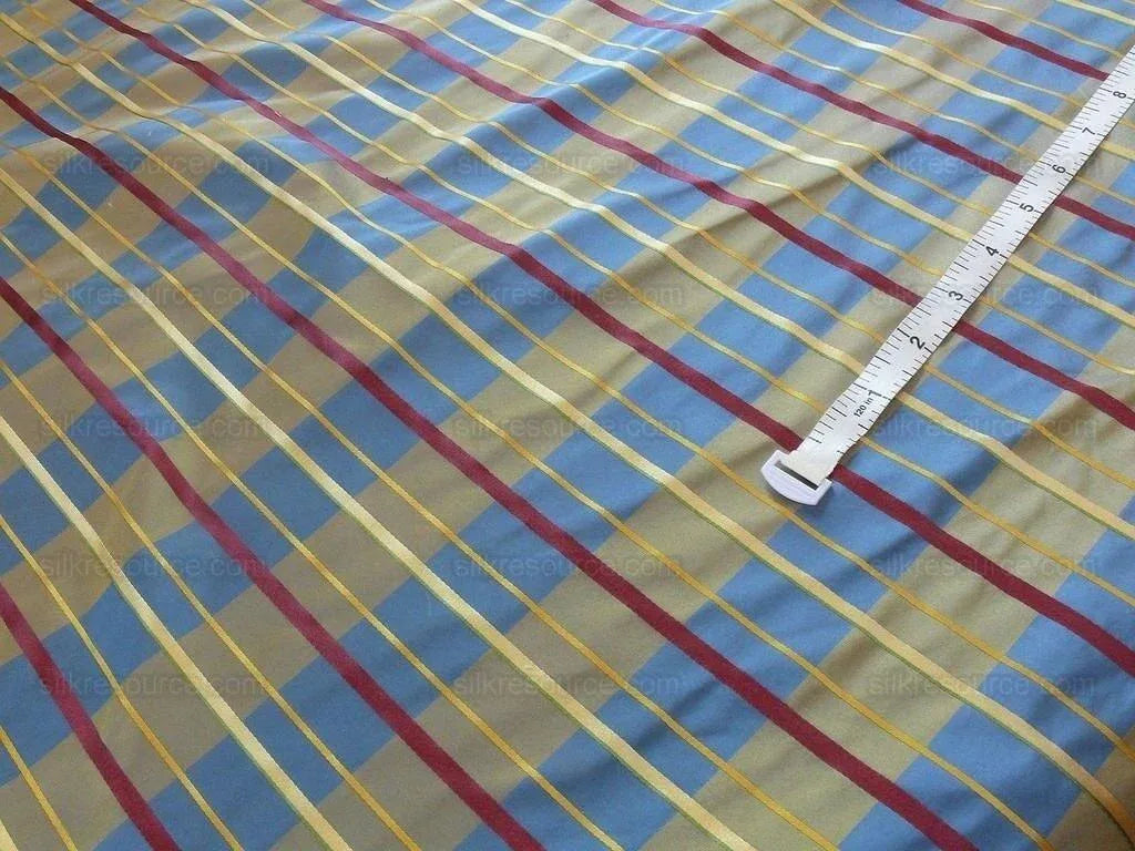 By Yd Lee Jofa Dorchester Plaid Silk Imperial Royal Blue Purple Gold Taffeta Red Plum MSRP USD130/y