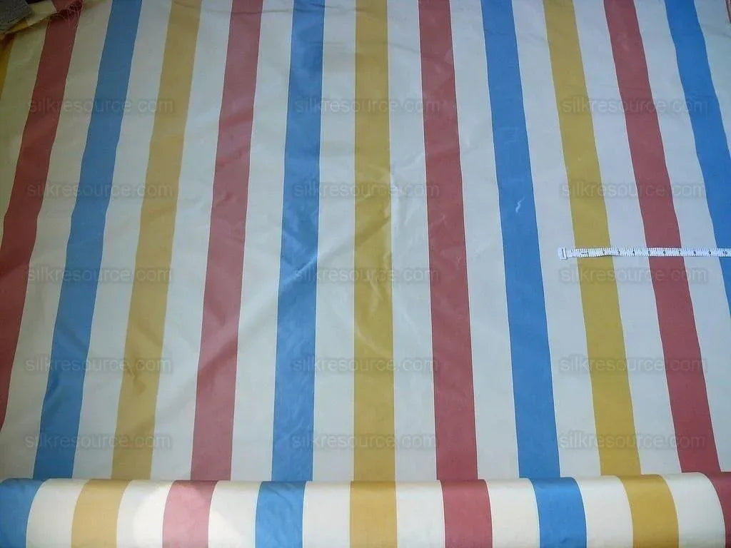 Lee Jofa Sublime Silk Stripe "opal" Red Blue Yellow Gold On Ivory White MSRP USD 216/Y