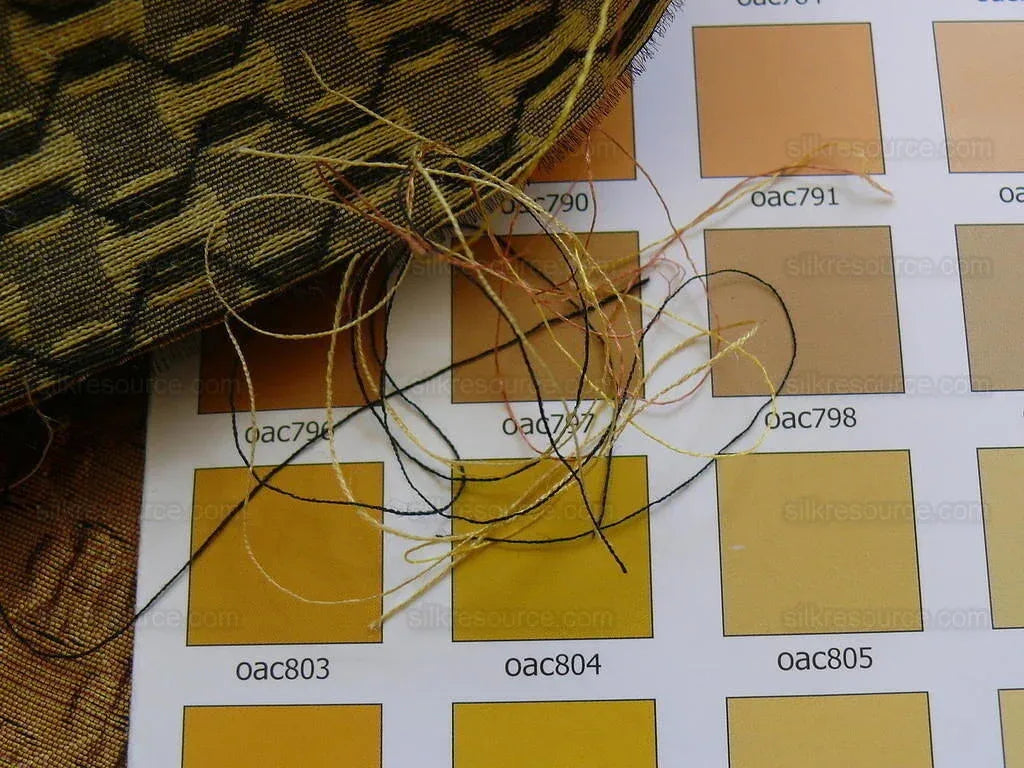 By Yard Lee Jofa Zen Silk "gold" Japanese Asian Textile Copper Red Silk Mini Plum Flower