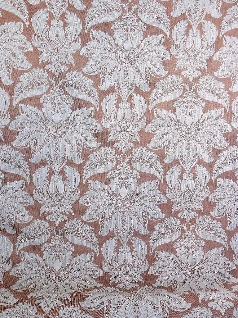 Lee Jofa Villa Lamte Damask Pumpkin Orange Cotton White Grand MSRP USD 196/Y